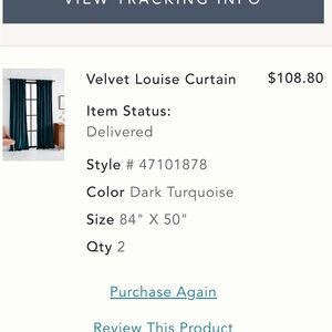 Anthropologie Velvet Louise Curtain in Deep Teal